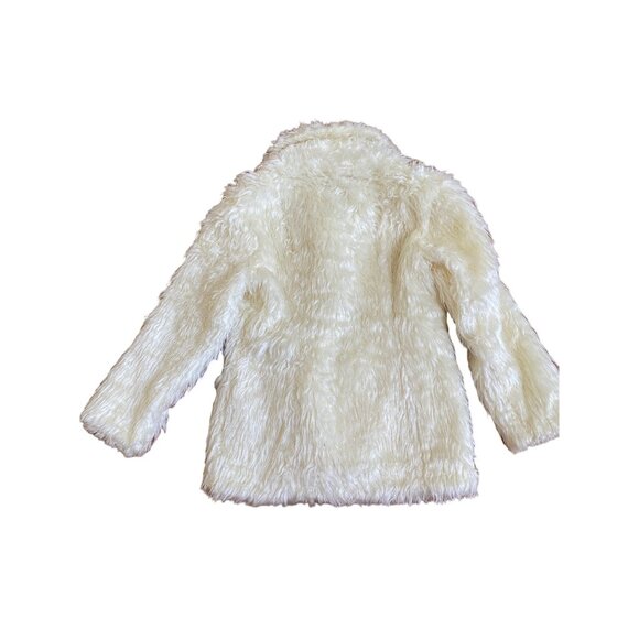 Bright Off White Reversible Faux Fur Coat sz l - Picture 3 of 4